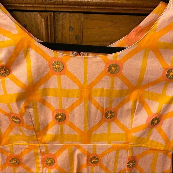 Sheridan French Designer Leather Disk Dress Size 0 orange pink gogo 60s - Picture 3 of 7